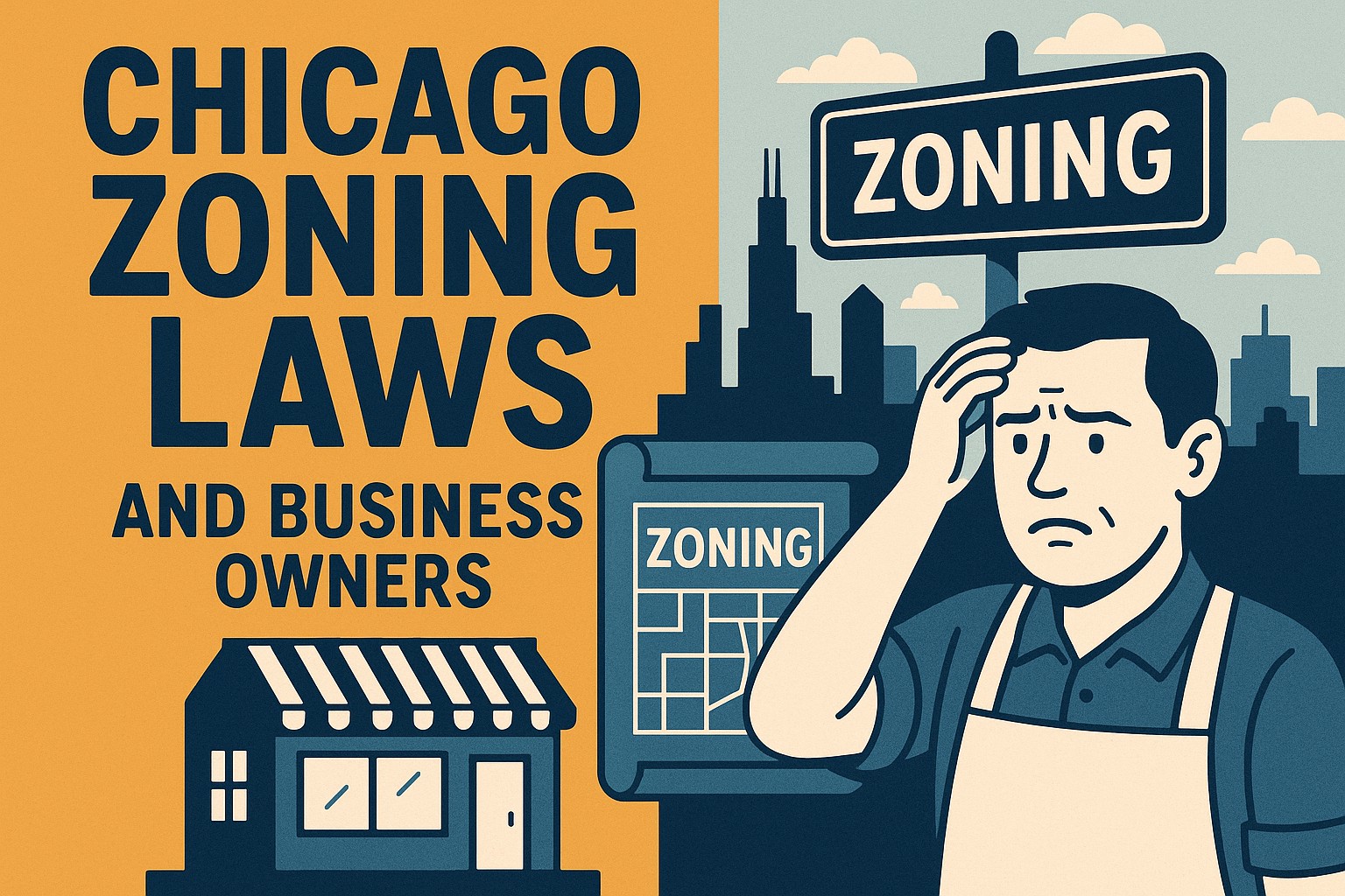 Chicago Zoning laws Basics for Businesses illustration graphic